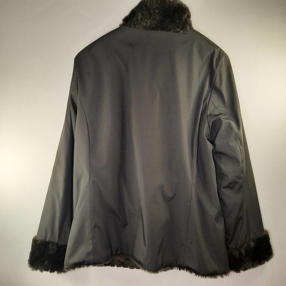 Platinum Utex| Brown Reversible Winter Faux Fur Coat Size L - Picture 2 of 6